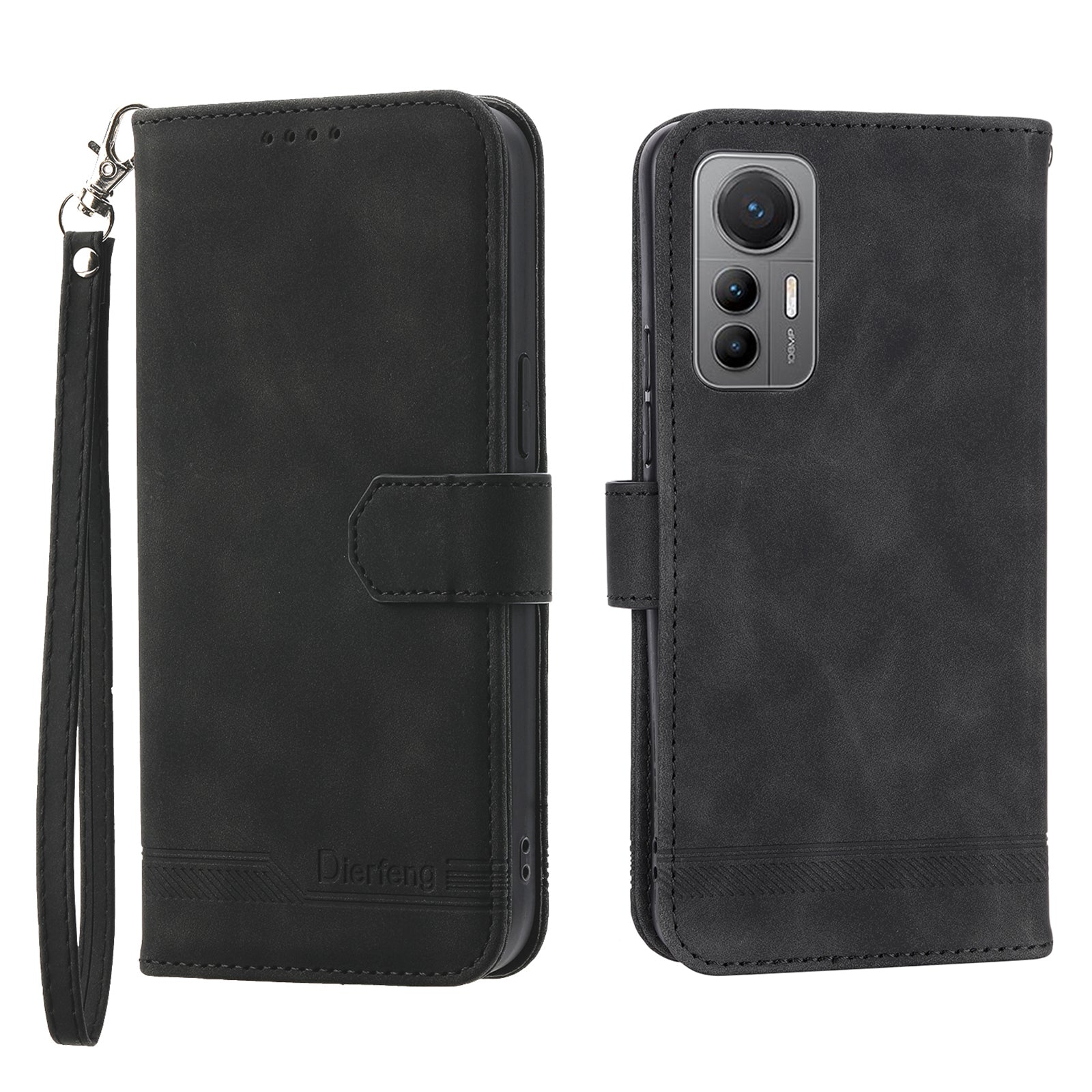 DIERFENG DF-03 for Xiaomi 12 Pro 5G 12 Pro (Dimensity) 5G 12S Pro 5G Wallet PU Leather Phone Case Lines Imprinted Phone Stand Cover- Black DIERFENG DF-03 for Xiaomi 12 Pro 5G 12 Pro (Dimensity) 5G 12S Pro 5G Wallet PU Leather Phone Case Lines Imprinted Phone Stand Cover- Black